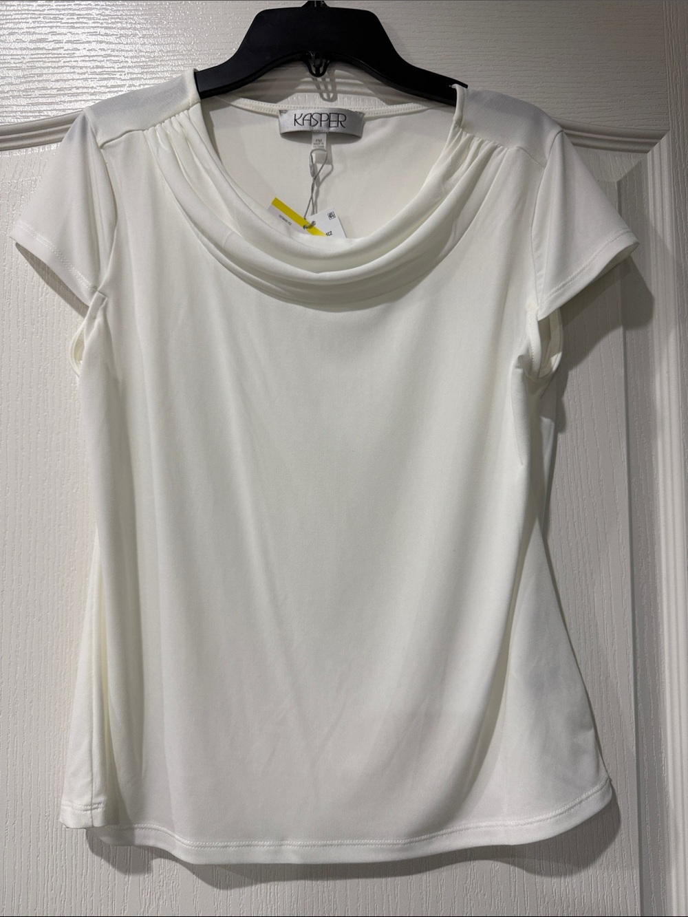 Kasper White Short Sleeve Cowl Neck Top
